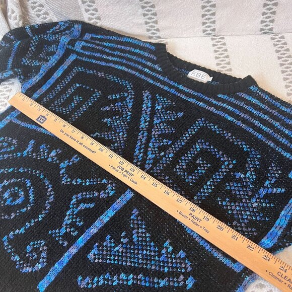 Fabe Vintage Aztec Pattern Long Sleeve Sweater Eye Swirl VTG Grandpa Mariana - Picture 4 of 9